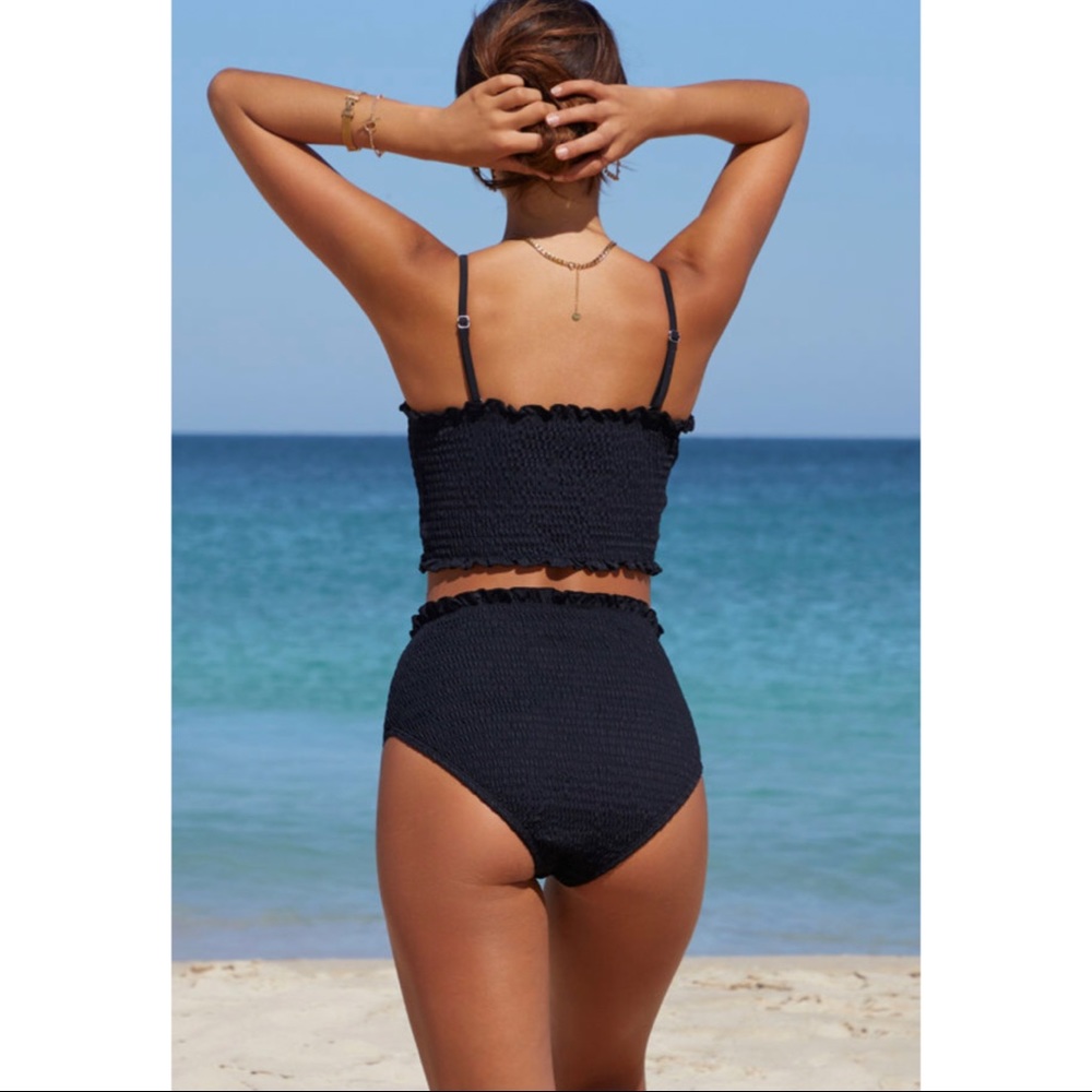 Black Smock High Waisted Swimsuit - Picture 3 of 5